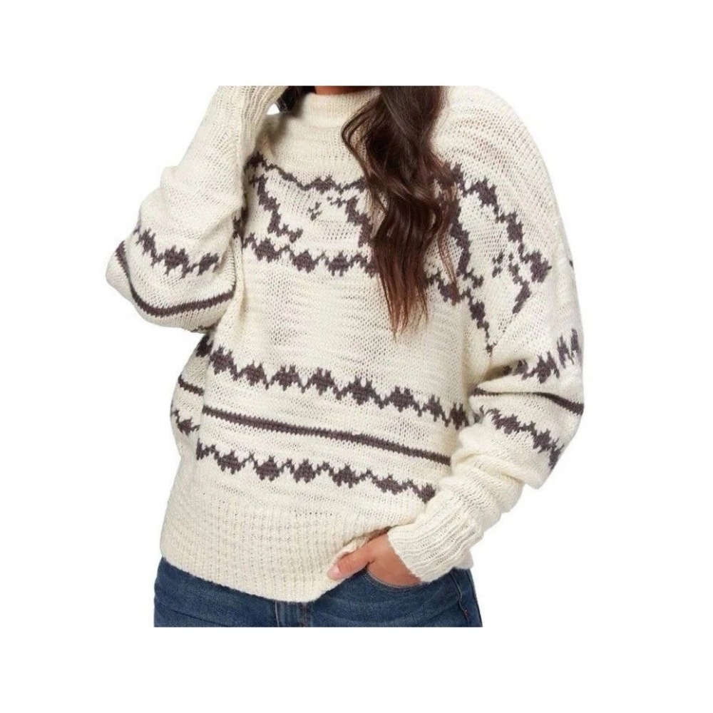 Basin and Range Womens  Ivory Drop Shoulder Sweater Size‎ XL Fisherman Mountains